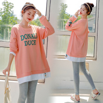 Pregnant women autumn t-shirt tide mother 2020 early spring two-piece suit out of fashion dress spring and autumn sweater