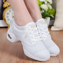 Summer new mesh breathable modern square dance shoes increased soft bottom fitness bodybuilding dancing white womens shoes