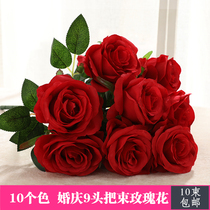 9 heads Beam Rose Emulation Fake flowers Grand Dove Wedding Props Flower Wall Decoration Living-room Furnishing Road Leading Flower Arrangement