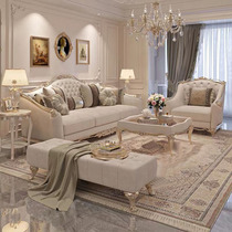 French light luxury palace style solid wood carved fabric sofa combination living room neo-classical high-end villa luxury furniture