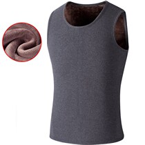 Warm autumn and winter men's warm vest plus velvet padded slim base round neck vest tightly plus cotton core clip