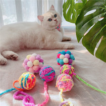 South Korea ins wind colorful cat toy with bell wool ball felt ball cat claw supplies to tease cat ball