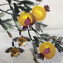 Laughing often open pomegranate hand-painted paintings sketted flowers and birds Chinese painting Feng Shui Xuan living room office decoration painting
