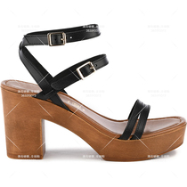 Seychelles leather chunky high-heel wooden heel platform one word strap open toe cross leather buckle comfort sandals