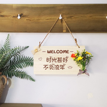 Customized solid wood Welcome to the listed shop business card engraved creative house decoration plate customized single double sided