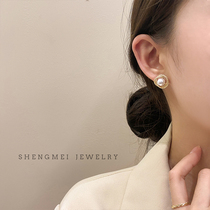 Light luxury micro-inlaid zircon pearl earrings female temperament Net Red simple small earrings 2021 New Tide ear jewelry