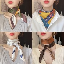 Spring and autumn new silk scarf women's small square professional scarf tide neck scarf sunscreen scarf silk 70