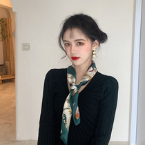 Silk scarf women spring and autumn long small square towel foreign fashion winter scarf with shirt 2021 new hair band scarf