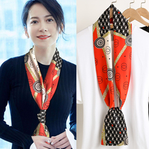 Small long square scarf scarf women's spring autumn and winter scarf with shirt thin scarf neck scarf neck tie decoration