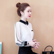 Chiffon shirt Women autumn 2021 New Tide print long sleeve jacket foreign style fashion spring white shirt
