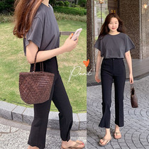 Western Dress Pants Women 90% Pants 2021 Spring Summer New Korean Version High Waist Small Feet Straight Barrel Casual Career Display Slim Smoke Pipe Pants