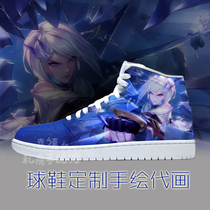 Small white shoes sneakers custom generation painting ancient style King Glory af1 hero alliance hand-painted game transformation broken hook