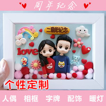 Soft Pottery Q version doll photo custom three-dimensional photo frame couple cartoon real-life doll wedding commemorative birthday gift