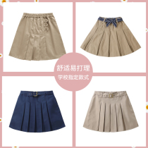 Yinglun Wind Performance Hundreds Of Pleats Skirt Summer Girls Half Body Dress Card Its Hidden Cyan School Dress Elementary Junior High School Uniform