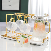 Light luxury flower tea kettle set cup with tray Home living room glass water set Wedding gift tea set water cup