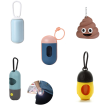 New LED pet degradable garbage bag dispenser portable dog walking buckle stool capsule storage box