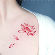 neeio tattoo stickers red lotus petals rain ancient style beautiful fairy sexy color lotus clavicle chest waterproof female