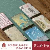 Chinese style high-grade tea towel tea cloth tablecloth Zen Yayun hand painting super absorbent thick ancient painting tea table illustration