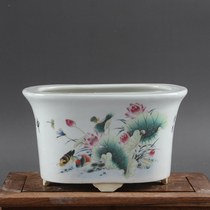 Jingdezhen antique porcelain oval lotus leaf in which flowerpot potted meat home necessities ceramics