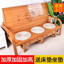 Bamboo bed folding sofa bed dual-purpose multi-purpose household double simple pull-out bed single nap hard board bed