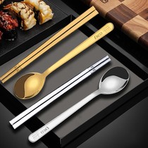 Corning tableware portable package stainless steel chopstick spoon box three - piece package 304 tableware to work students