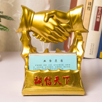 办公桌摆件创意商务名片盒老板办公室桌面装饰品名片座时尚名片架