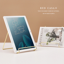 RED CASA Nordic ins style simple golden wrought iron mobile phone tablet holder multifunctional book display