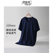 Yi and cool Xinjiang cotton simple casual round neck short-sleeved shirt mens ice porcelain cotton 21 years of summer new