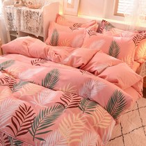 Net red ins polished four-piece cotton cotton sheets quilt cover bed hats girl heart princess style bedding 4