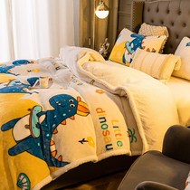 Double-layer coral velvet blanket quilt thickened warm winter nap small blanket office lunch break air-conditioning blanket sheets