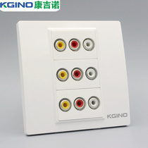 86 type elegant white RCA color difference audio socket 3 solder-free AV red yellow and white three lotus audio and video wall plug