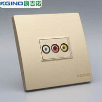 Type 86 champagne gold AV audio and video socket panel no welding Red Yellow White RCA three hole Lotus audio socket