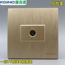 Type 86 one cable CCTV socket concealed household wall switch socket panel champagne gold brushed