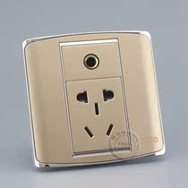 Champagne gold Type 86 type 6 35 audio microphone with power socket non-welding microphone five-hole power panel switch