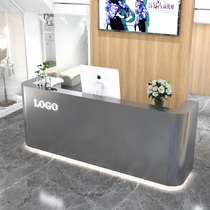 Curved stainless steel cashier simple modern light luxury clothing shop small bar company reception counter