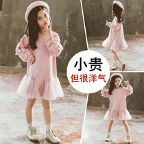 Girls Spring and Autumn Festival Dress Girl Spring childrens children Yangtongnet red necropolis princess dress 6 Spring loaded 7 tides 8 years 9