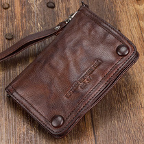  Original punk style handmade vertical retro wallet mens short leather mens youth wrinkled lambskin old