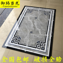 Foshan new simple gray living room parquet floor tiles into the restaurant porch imitation waterjet puzzle carpet flower tiles