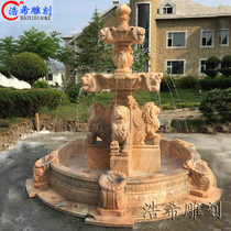 Stone carving flowing water fountain courtyard landscape stone pool ornaments outdoor large water bowl fish pond square European waterscape