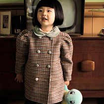 Korean childrens clothing domestic spot AMBER autumn and winter girls double-sided velvet houndstooth coat