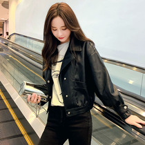 Leather clothing 2021 new female spring and autumn short locomotive fashion explosive leather jacket small man Autumn wear high coat