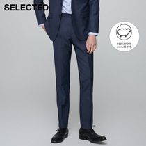 SELECTED Slade New 100% Sheep Wool Business Men's Slim Pants T)42116C002