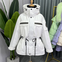 High-end down jacket female mid-length 2021 New Korean tooling waist fashion white duck down thick coat tide