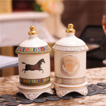 European ceramic toothpick barrel bottle cotton sign box can household dental floss box living room coffee table dining table decorative ornaments