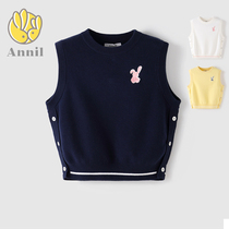 Anets special cabinet 2022 spring new female large childrens round collar cotton thread knit vest waistcoat AG212518