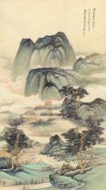 Zhang Daqian fine Zhongtang landscape authentic prints Original rice paper micro-spray copy painting High-definition antique decorative painting