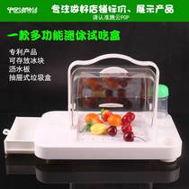 Supermarket try box with ice fruit plate cake cooked food fresh tasting box convenience store food display box
