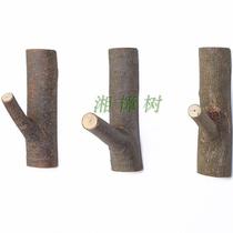 Countryside retro solid wood creative branch clothes hook field simple decoration hook peeled tree fork-free adhesive hook
