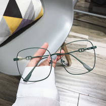 Net Red Square large frame glasses female Korean version of the tide big face thin anti-blue radiation flat mirror can be equipped with myopia frame