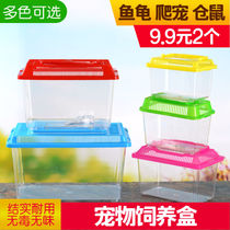 Transparent plastic turtle box pet box hamster crawler feeding box small portable ecological goldfish tank transport box